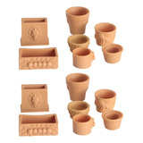 Vaso De Barro Dollhouse Mini Simulation Flower Pot 14 Unidad