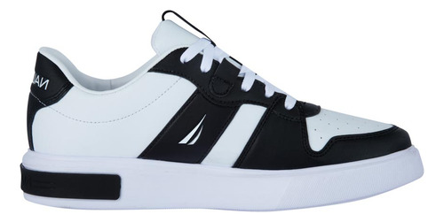 Tenis Casual Nautica Nela Blanco Con Negro Para Hombre