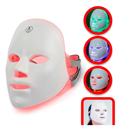 Máscara Led 7 Cores Tratamento Facial Fototerapia Premium