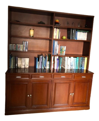 Biblioteca De Madera Con Cajones, Repisas Y Puertas 2 X 1,7m