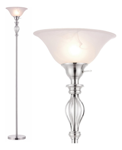 Lightaccents Elegante Lampara De Pie De Antorcha De Niquel C