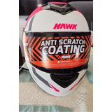 Casco Integral Hawk Rs1f Blanco Mate C/ Fucsia Mujer