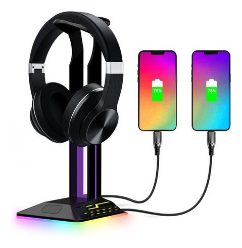 . Soporte Audífono Ouvido Headset Gamer Con Rgb 7 Cor Tipo-c