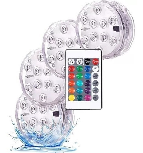 Pack 4 Luces Para Piscina Sumergibles 16 Colores Control 