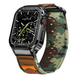 Malla De Nylon+funda Para Apple Watch 42/44mm M Camuflaje