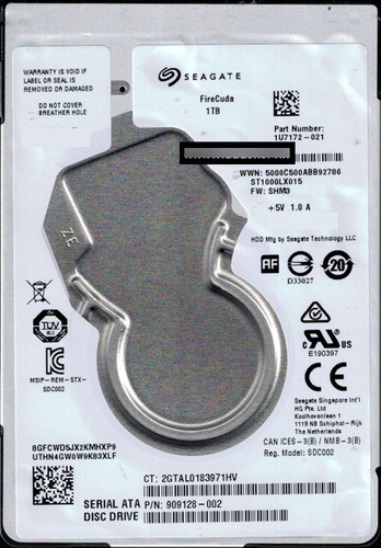 Disco Duro Interno Seagate Firecuda St1000lx015 1tb