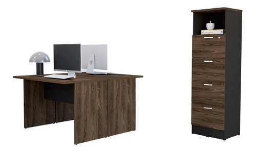 Mesa Escritorio Doble + Archivador 4c + 1r Alto Home Office