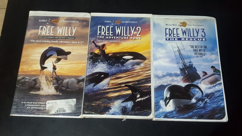 Free Willy 1, 2 Y 3 Lote De 3 Vhs En Ingles