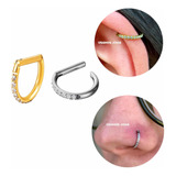 Piercing Titânio D Ring Click Cravejado - Orelha - Nariz 