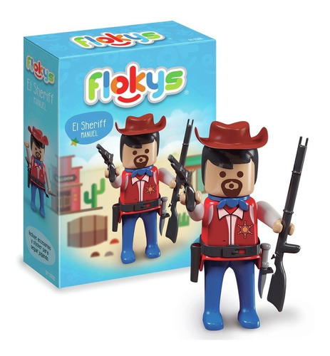 Flokys Muñeco Articulado Sheriff Tipo Playmobil Casa Valente