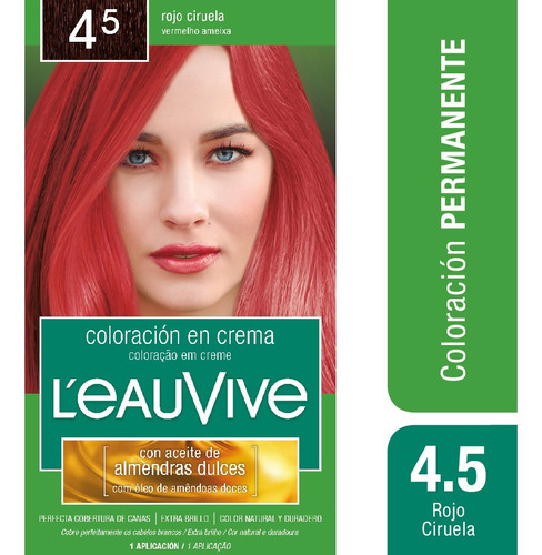  L'eau Vive Kit Tintura Coloración En Crema Tono 4.5 Rojo Ciruela