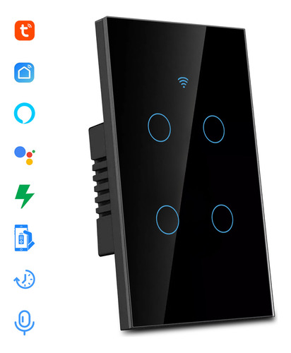 Interruptor Inteligente Wi-fi De 4 Vía 2.4g Alexa Con Neutro