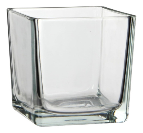 Vaso De Vidro Quadrado Transparente 10x10 Decoração Sala