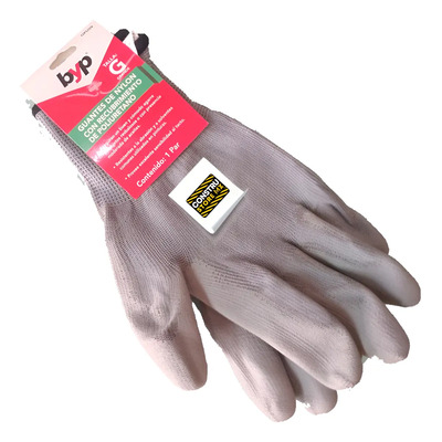 Guantes Grises De Nylon Con Recubrimiento De Poliuretano T G