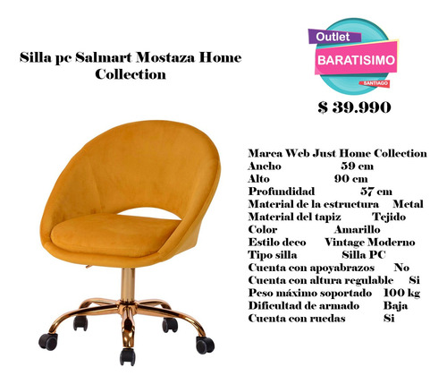 Silla Pc Salmart Mostaza Home Collection
