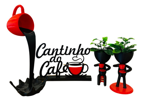 Cantinho Do Café Com Plantas Xícara Flutuante Letreiro