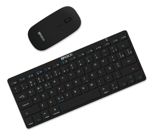 Kit Teclado E Mouse Bluetooth Sem Fio P/ Notebook Tablet Cor Do Teclado Preto