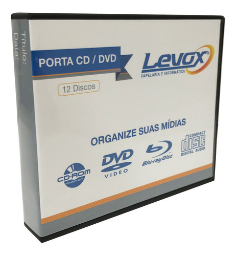 Kit C/ 5 Porta Cd Dvd 12 Discos  - Preta 