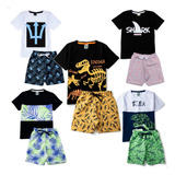 Kit 10 Peças Infantil Menino Short Tactel Conjuntos Atacado