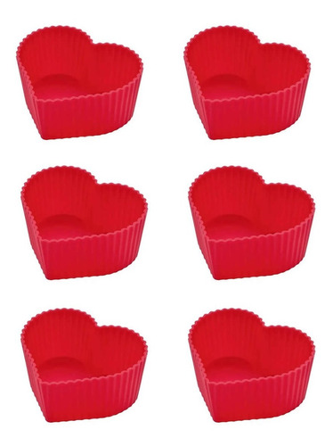 Forma Cupcake De Silicone Coracao C/6 Un Sobremesa