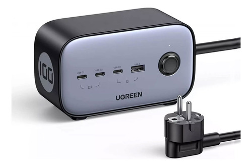 Carregador Ugreen Diginest Pro 100w 2 Ac + Usb A/c Preto