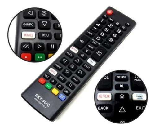 Controle Para Tv LG Netflix Prime Akb75675304 Sky-9053 Fbg
