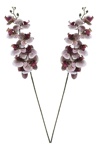 2 Galhos De Orquídea Branca E Vinho Planta Artificial Grande