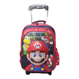 Morral Mochila Con Ruedas Súper Mario Kitx3 Lonchera Cartuch