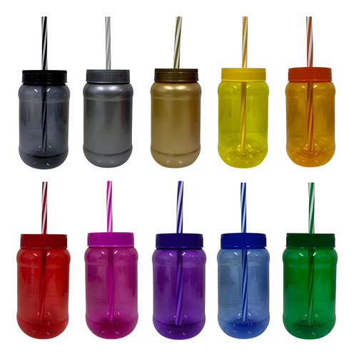 Dulcero Cilindro 100 Pzs 500 Ml Tapa Popote Colores Fiesta