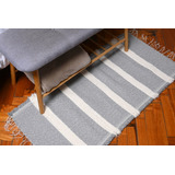 Alfombra Suave Costado De Cama 120x60cm Telar Algodon Gris