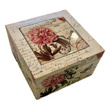 Caja Decorativa Madera Cerámica  Rosa - Impecable!