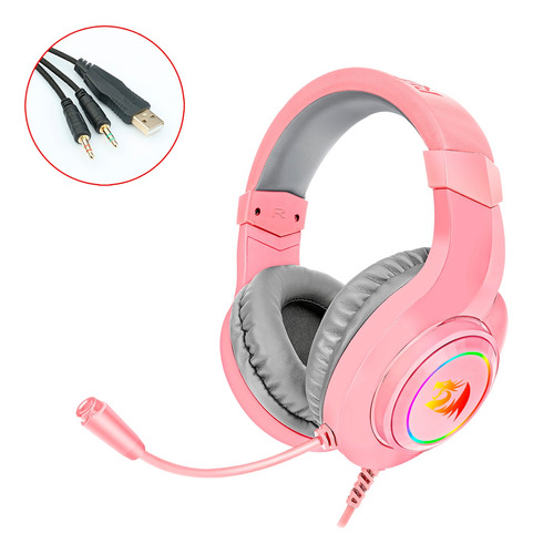 Auriculares Hylas Rgb H260-p Redragon Pink Para Jugadores