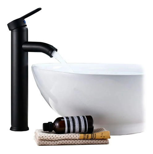 Grifo Baño Monomando Alto 30 Cm Ovalin Acero 304 Negro Mate