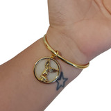 Pulseira Bracelete Arcanjo Miguel Semijoia Banho Ouro 18k