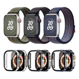 3 Correas Nylon Loop + 3 Fundas Para Apple Watch Ultra 49mm