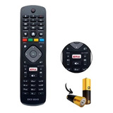 Controle Remoto Universal Tv Philips Smart Netflix + Pilhas