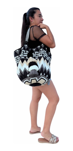 Bolsa Mochilon Tote Wayuu Diseño  Xxl Ideal Para La Playa.