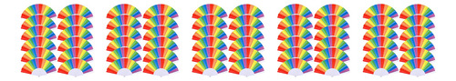 Paquete De 50 Abanicos Plegables Rainbow, Portátiles Pride F
