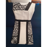 Vestido Ajustado Blanco Y Negro, Geométrico Talla S/m