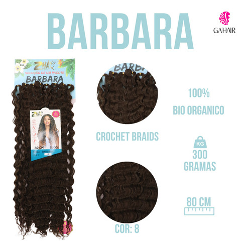 Cabelo Bio Organico Cacheado - Barbara 80 Cm -crochet Braids Cor Chocolate Cor 8