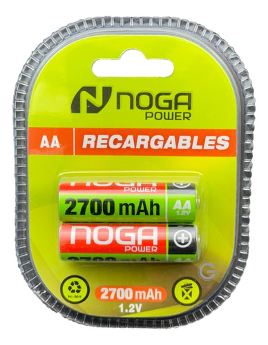 2 Pilas Recargables Aa Noga 2700mah Distribuidora