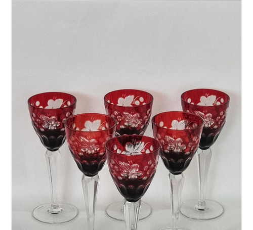 Conjunto 6 Taças Para Vinho Cristal Hering Lapidadas À Mão