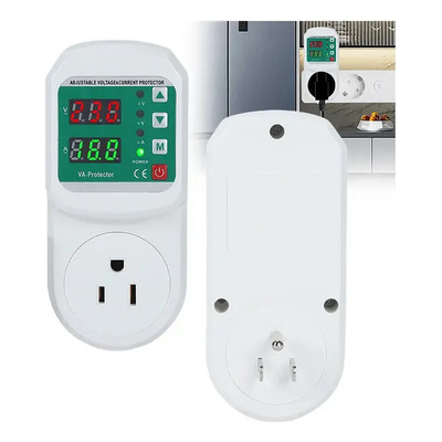 Kinichplay Protector De Voltaje 16a Para Refrigerador Y Aire Acondicionado, Protección Contra Sobre Y Bajo Voltaje Con Ajuste De Corriente Y Sobrecarga Blanco