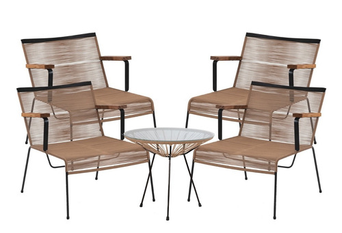 Set 4 Sillones Premium Hierro Soga Interior Exterior C/mesa