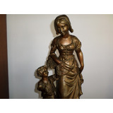 Antigua Figura Petit Bronce Firmada S. Kinsburger 56 Cm