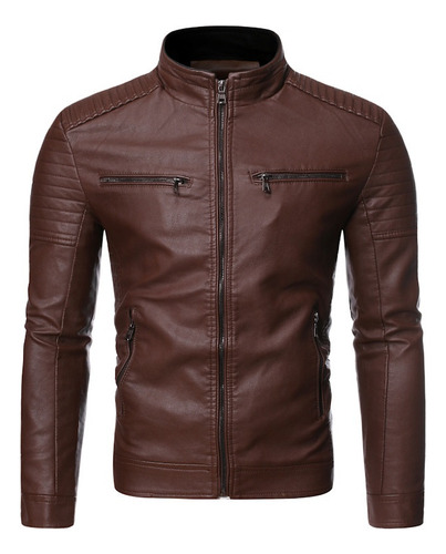 Chaqueta De Cuero Lazhu Biker Super Promotion Para Hombre