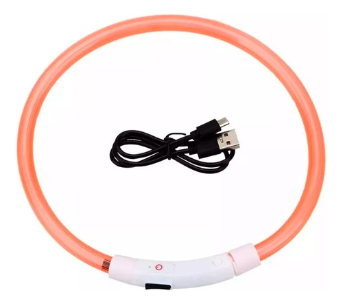 Collar Para Perro Luminoso Luz Led Carga Usb Talla M 50cm