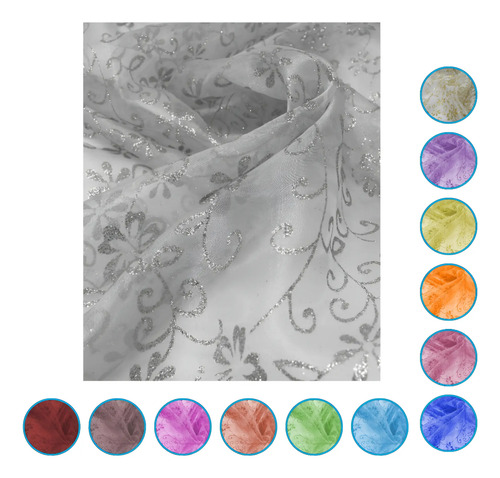 Organza Cristal Glitter O Diamantina Tramo De 10 Metros