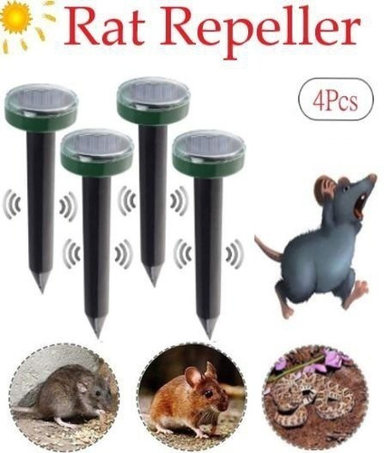 4 Uds. Repelente De Ratas Ultrasónico Solar Anti Ratón Rata