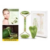 Rodillo Masaje Facial De Jade Gua Sha Rejuvenece Kit